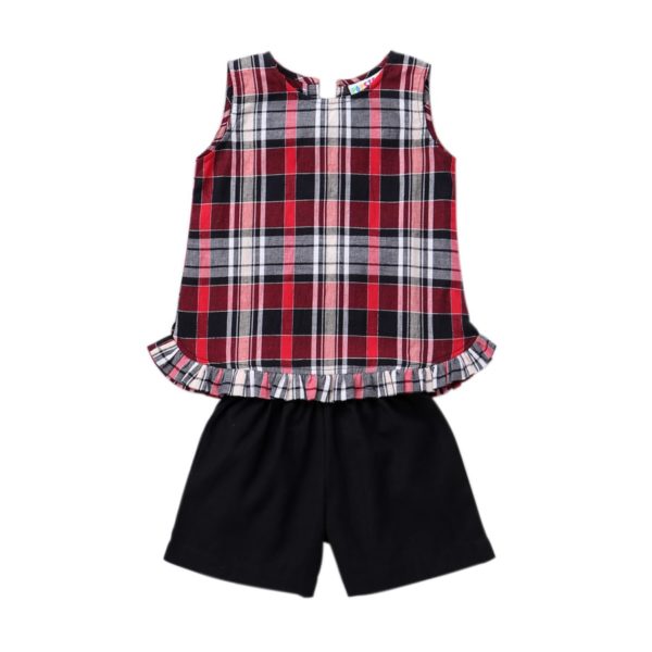 Popsicles Cherry Plaid Top & Shorts Set  Regular Fit For Girl