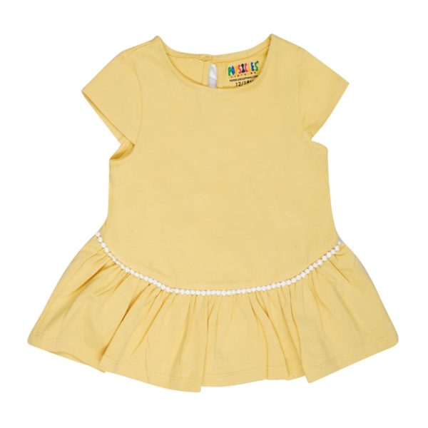 Popsicles Soft Cotton Comfort fit Round Neck Cap Sleeves Girls Top - Mustard